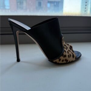 Gianvito Rossi Black and Leopard Heels